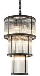 4251287785135 - Kronleuchter in bronze mit vintage Glas 38 x H 76 cm - Luxus WohnzimmermÃ¶bel