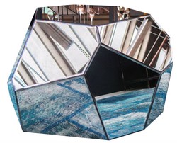 4251287785388 - Designer Wohnzimmertisch   Beistelltisch mit antikem Spiegelglas 89 x 90 x H 45 cm - Designer Kollektion