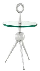 4251287785722 - Beistelltisch in silber mit Glasplatte 40 x H 72 cm - Luxus Hotel Tisch