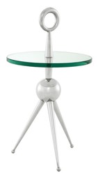 4251287785722 - Beistelltisch in silber mit Glasplatte 40 x H 72 cm - Luxus Hotel Tisch