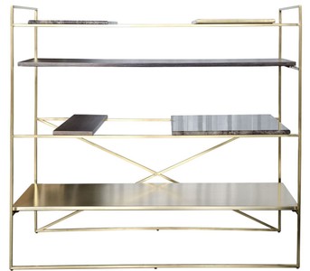 4251287786064 - Luxus Wohnzimmerschrank Gold 110 x 45 x H 1005 cm - Designer Regalschrank