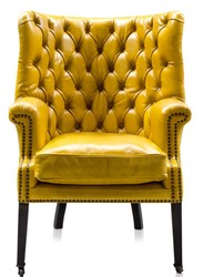 4251287786132 - Luxus Echtleder Sessel Gelb   Schwarz 84 x 85 x H 112 cm - Luxus Hotel MÃ¶bel