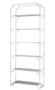 4251287786538 - Wohnzimmer Regalschrank Silber 90 x 32 x H 230 cm - Luxus MÃ¶bel