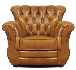 4251287786859 - Luxus Chesterfield Echtleder Sessel Braun 95 x 85 x H 88 cm - Echtleder MÃ¶bel