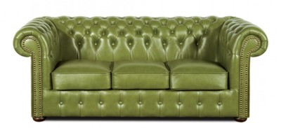 4251287786989 - Echtleder 3er Sofa GrÃ¼n 200 x 90 x H 78 cm - Luxus Chesterfield MÃ¶bel