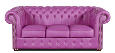 4251287786996 - Echtleder 3er Sofa Violett 200 x 90 x H 78 cm - Luxus Chesterfield MÃ¶bel