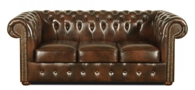 4251287787009 - Echtleder 3er Sofa Dunkelbraun 200 x 90 x H 78 cm - Luxus Chesterfield MÃ¶bel