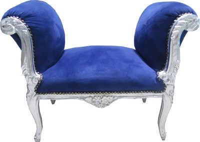 4251287787108 - Barock Schemel Hocker Royal Blau Silber - Sitzbank - Möbel Antik Stil 4251287787108 - Barock Schemel Hocker Royal Blau Silber - Sitzbank - Möbel Antik Stil