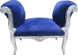 4251287787108 - Barock Schemel Hocker Royal Blau Silber - Sitzbank - Möbel Antik Stil 4251287787108 - Barock Schemel Hocker Royal Blau Silber - Sitzbank - Möbel Antik Stil