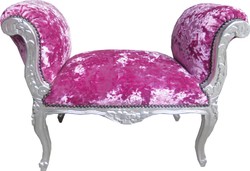 4251287787122 - Barock Schemel Hocker Pink Velour   Silber - Sitzbank - MÃ¶bel Antik Stil
