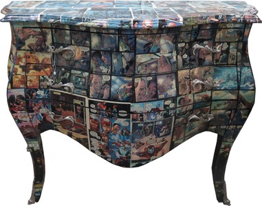 4251287787252 - Barock Kommode Comic Design 100 cm - Handgefertigt aus Massivholz-  Limited Edition