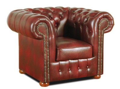 4251287787443 - Chesterfield Echtleder Sessel Weinrot 110 x 90 x H 78 cm - Luxus Kollektion