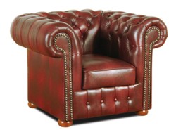 4251287787443 - Chesterfield Echtleder Sessel Weinrot 110 x 90 x H 78 cm - Luxus Kollektion