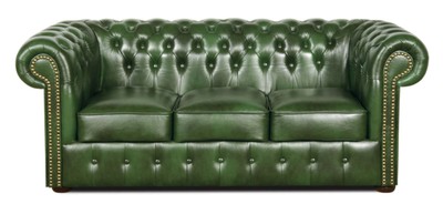 Casa Padrino poltrona Chesterfield di lusso in pelle artificiale verde /  marrone scuro 115 x 90 x A. 75 cm - Divano soggiorno - Mobili soggiorno -  Mobili di lusso - Arredi da soggiorno di lusso