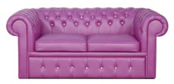 4251287787511 - Echtleder 2er Sofa in violett mit Swarowski Kristallsteinen 180 x 100 x H 78 cm - Luxus Chesterfield Schlafsofa