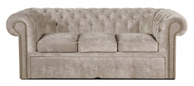 4251287787559 - 3er Sofa Grau 210 x 100 x H 78 cm - Luxus Chesterfield Schlafsofa