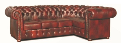 4251287787573 - Chesterfield Echtleder Ecksofa Weinrot 260 x 160 x H 78 cm - Luxus WohnzimmermÃ¶bel