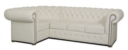 4251287787580 - Chesterfield Echtleder Ecksofa WeiÃ 260 x 160 x H 78 cm - Luxus WohnzimmermÃ¶bel