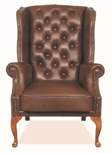 4251287787726 - Chesterfield Echtleder Ohrensessel Braun 80 x 80 x H 110 cm - Luxus Sessel