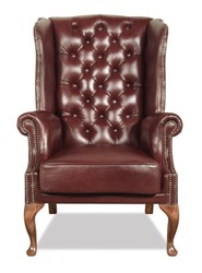 4251287787740 - Chesterfield Echtleder Ohrensessel Dunkelrot 80 x 80 x H 110 cm - Luxus Sessel