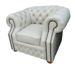 4251287787764 - Echtleder Sessel WeiÃ 120 x 90 x H 78 cm - Chesterfield MÃ¶bel