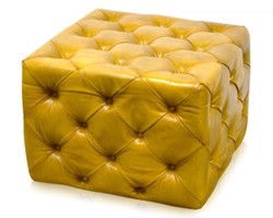 4251287788099 - Luxus Echtleder FuÃhocker Vintage Gelb 64 x 64 x H 46 cm - Chesterfield MÃ¶bel