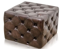 4251287788105 - Luxus Echtleder FuÃhocker Rotguss 64 x 64 x H 46 cm - Chesterfield MÃ¶bel