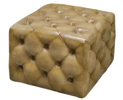4251287788112 - Luxus Echtleder FuÃhocker Sandfarben 64 x 64 x H 46 cm - Chesterfield MÃ¶bel