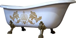 4251287788549 - PompÃ¶Ã¶s by Luxus Badewanne Deluxe freistehend von Harald GlÃ¶Ã¶ckler WeiÃ   Gold   WeiÃ 1695mm mit goldfarbenen LÃ¶wenfÃ¼ssen