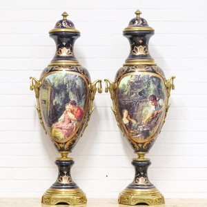 4251287788952 - Luxus Porzellan Vasen Set Lila Gold 30 x H 100 cm - Dekorationen im Barockstil 4251287788952 - Luxus Porzellan Vasen Set Lila Gold 30 x H 100 cm - Dekorationen im Barockstil