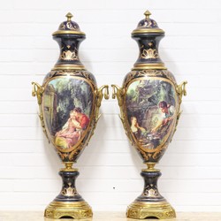 4251287788952 - Luxus Porzellan Vasen Set Lila Gold 30 x H 100 cm - Dekorationen im Barockstil 4251287788952 - Luxus Porzellan Vasen Set Lila Gold 30 x H 100 cm - Dekorationen im Barockstil