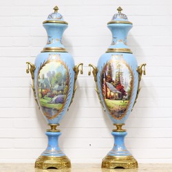 4251287789003 - Deko Vasen Hellblau Gold 30 x H 100 cm - Barockstil Porzellan Vasen Set 4251287789003 - Deko Vasen Hellblau Gold 30 x H 100 cm - Barockstil Porzellan Vasen Set