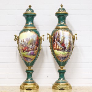 4251287789010 - Deko Vasen GrÃ¼n   Gold 30 x H 100 cm - Barockstil Porzellan Vasen Set