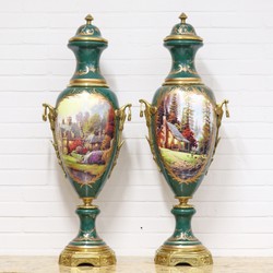 4251287789010 - Deko Vasen GrÃ¼n   Gold 30 x H 100 cm - Barockstil Porzellan Vasen Set