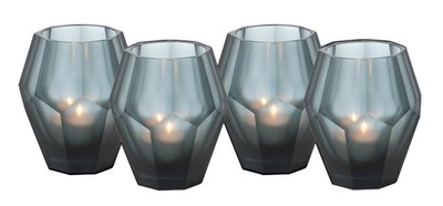 4251287789089 - Teelichthalter 4er Set Blau 85 x H 10 cm - Luxus QualitÃ¤t