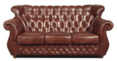 4251287789232 - Chesterfield Echtleder 3er Sofa in braun mit dunkelbraunen FÃ¼Ãen 200 x 80 x H 85 cm - Luxus QualitÃ¤t