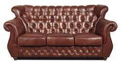 4251287789232 - Chesterfield Echtleder 3er Sofa in braun mit dunkelbraunen FÃ¼Ãen 200 x 80 x H 85 cm - Luxus QualitÃ¤t