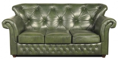4251287789249 - Chesterfield Echtleder 3er Sofa in grÃ¼n mit dunkelbraunen FÃ¼Ãen 200 x 80 x H 85 cm - Luxus QualitÃ¤t