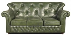 4251287789249 - Chesterfield Echtleder 3er Sofa in grÃ¼n mit dunkelbraunen FÃ¼Ãen 200 x 80 x H 85 cm - Luxus QualitÃ¤t