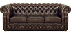 4251287789263 - Luxus Echtleder 3er Sofa Dunkelbraun 210 x 90 x H 80 cm - Chesterfield Sofa