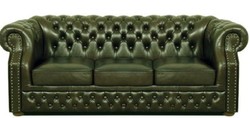 4251287789270 - Luxus Echtleder 3er Sofa DunkelgrÃ¼n 210 x 90 x H 80 cm - Chesterfield Sofa