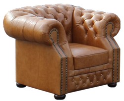 4251287789331 - Echtleder Sessel Hellbraun 120 x 90 x H 80 cm - Chesterfield Sessel