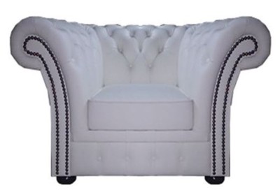 4251287789454 - Chesterfield Echtleder Sessel WeiÃ 110 x 90 x H 80 cm - Luxus Kollektion
