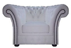 4251287789454 - Chesterfield Echtleder Sessel WeiÃ 110 x 90 x H 80 cm - Luxus Kollektion