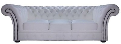 4251287789478 - Chesterfield Echtleder 3er Sofa WeiÃ 210 x 90 x H 80 cm - Luxus Kollektion