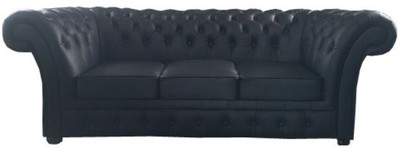 4251287789515 - Luxus Echtleder 3er Sofa Schwarz 210 x 90 x H 80 cm - Chesterfield MÃ¶bel