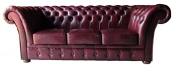 4251287789539 - Luxus Echtleder 3er Sofa Dunkelrot 210 x 90 x H 80 cm - Chesterfield MÃ¶bel