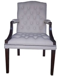 4251287789584 - Echtleder Esszimmerstuhl mit Armlehnen WeiÃ   Dunkelbraun 60 x 60 x H 100 cm - Chesterfield MÃ¶bel