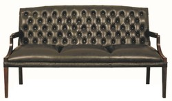 4251287789645 - Chesterfield Echtleder 3er Sitzbank mit Armlehnen Schwarz   Dunkelbraun 180 x 60 x H 100 cm - Luxus MÃ¶bel
