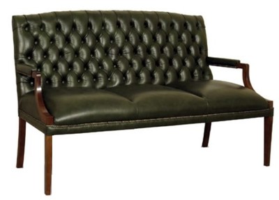 4251287789676 - Chesterfield 3er Sitzbank mit Armlehnen DunkelgrÃ¼n   Dunkelbraun 180 x 60 x H 100 cm - Echtleder MÃ¶bel